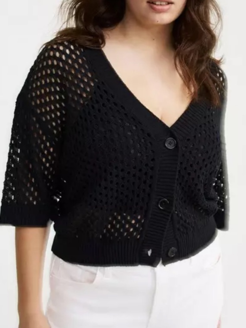 NWOT Torrid Black Open-Knit V-Neck Cardigan Sweater